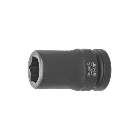 Holex Impact Socket, 1 inch Drive, 6 pt, Deep, 1-1/8 inch 653202 1.1/8